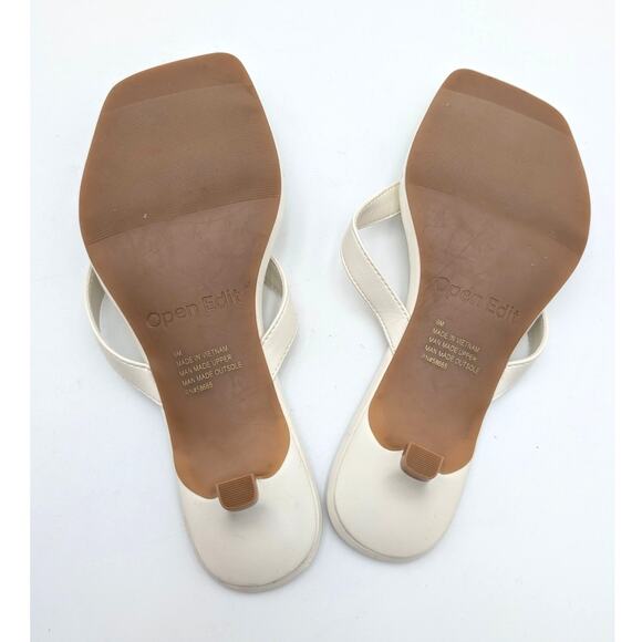 Open Edit Tori Kitten Heel Sandals Slip-On Women's Ivory Egret Size US6 EU36.5 - Picture 8 of 12